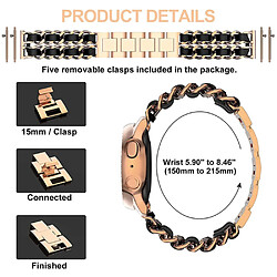 Bracelet en métal chaîne de 22 mm, or rose/noir pour votre Samsung Galaxy Watch3 45mm