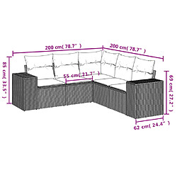 Avis Maison Chic Salon de jardin 5 pcs avec coussins | Ensemble de Table et chaises | Mobilier d'Extérieur gris résine tressée -GKD13583