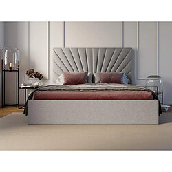 Avis Lit coffre 140 x 190 cm - Tissu - Gris clair - RILIODA de Pascal Morabito