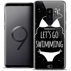 Caseink Coque Housse Etui Samsung Galaxy S9+ (6.2 ) [Crystal Gel HD Collection Summer Design Let's Go Swim - Souple - Ultra Fin - Imprimé en France]