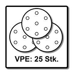 Festool STF D225/128 Disques abrasifs Granat P320 - 225 mm pour ponçeuse à bras PLANEX - 25 pcs. (205664)