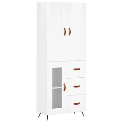 vidaXL Buffet haut Blanc brillant 69,5x34x180 cm Bois d'ingénierie