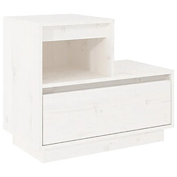 Maison Chic Table de chevet Table de Nuit Meuble de Rangement Blanc 60x34x51 cm Bois de pin solide