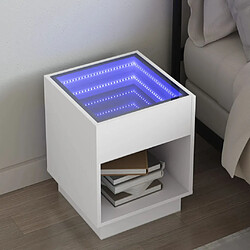 vidaXL Table de chevet avec LED infini blanc 40x40x50 cm