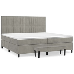 Maison Chic Lit Adulte - Lit simple Lit à sommier tapissier et matelas moelleux - Meuble de Chambre - Gris clair 200x200cm Velours -MN41031