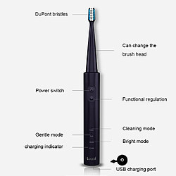 Acheter Wewoo Brosse à dents électrique Sonic de charge sans fil, à ultrasonique rechargeable pour hygiène buccale adulte, avec 4 têtes (placage noir)