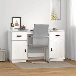 vidaXL Bureau avec armoires Blanc 135x50x75 cm Bois massif de pin