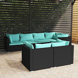 Maison Chic Salon de jardin 7 pcs + coussins - Mobilier/Meubles de jardin - Table et chaises d'extérieur Noir Résine tressée -MN59915