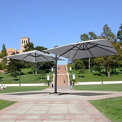 Elios Parasols Parasol de jardin 3x3 bras double mât double en aluminium bar hôtel contrat Oslo, Styles: sans volant