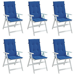 vidaXL Coussins de chaise de jardin à dossier haut lot de 6 bleu royal