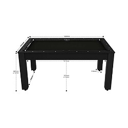 Avis De Faugeres Billard convertible table 6 personnes Texas noir grainé et noir (tapis)