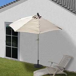 Decoshop26 Demi parasol semi-circulaire balcon terrasse UV 50+ polyester/aluminium 3kg avec une portée de 300 cm crème avec support 04_0003847