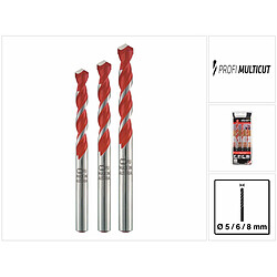 Alpen Profi Multicut PM Set de forets polyvalents en carbure, 5 - 8 mm, certifiés PGM, 3 pcs.