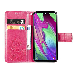 Acheter Wewoo Housse Coque Étui en cuir à Motif fleurs pressées Lucky Clover pour Galaxy A40avec support et logements cartesportefeuille et dragonne Rose rouge