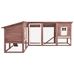 Helloshop26 Clapier d'extérieur avec piste 250 x 192 x 105 cm moka et blanc bois de sapin 02_0000597