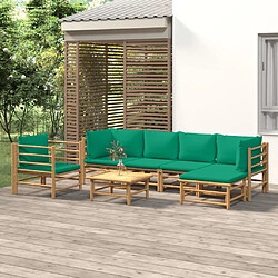 Maison Chic Salon de jardin 7 pcs + coussins - Mobilier/Meubles de jardin - Table et chaises d'extérieur vert bambou -MN44094