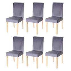 Decoshop26 Lot de 6 chaises de salle à manger / cuisine en tissu velours gris CDS04610 