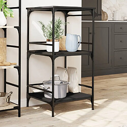 Avis Maison Chic Desserte de cuisine | Chariot de cuisine | Meuble de rangement roulant noir 60,5x50x105 cm bois d'ingénierie -GKD13278