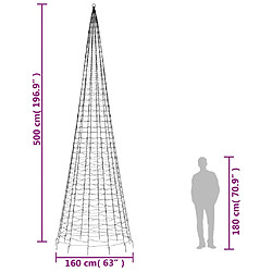 vidaXL Arbre de Noël lumineux sur mât de drapeau 1534 LED blanc 500 cm pas cher