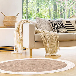 Avis The Home Deco Factory Tapis rond en jute design bicolore Sophie - Diam. 120 cm - Blanc