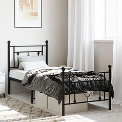 Maison Chic Cadre/structure de lit métal et tête de lit + pied de lit pour adulte - Lit Moderne Chambre noir 75x190 cm -MN36389