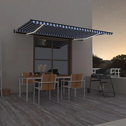 Maison Chic Auvent automatique | Store banne extérieur | Marquise capteur de vent/LED 500x300 cm Bleu et blanc -MN48196