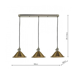 Luminaire Center Suspension Hadano Laiton Vielli,chrome antique 3 ampoules 114cm