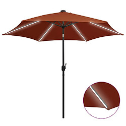 vidaXL Parasol avec LED et mât en aluminium 300 cm Terre cuite