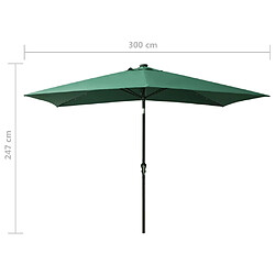 vidaXL Parasol de jardin avec LED et mât en acier Vert 2x3 m pas cher