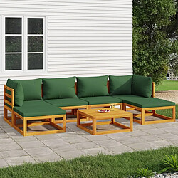 Maison Chic Salon de jardin 7 pcs + coussins - Mobilier/Meubles de jardin - Table et chaises d'extérieur vert bois massif -MN53776