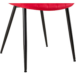 Decoshop26 Lot de 2 chaises de salle à manger couture décorative vertical avec pieds en métal noir mat et assise en velours rouge 10_0001748 pas cher