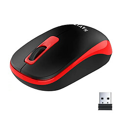 HAVIT MS626GT Souris bureautique sans fil 2,4 Ghz - 3 boutons - Portée 10 mètres - Nano récepteur - coloris rouge