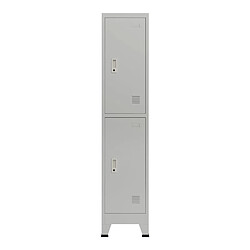 Helloshop26 Casier de bureau armoire meuble de rangement pour bureau atelier chambre acier métallique avec 2 portes acier laqué 180 x 38 x 45 cm gris 03_0006346