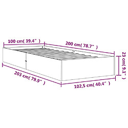 Vidaxl Cadre de lit cire marron 100x200 cm bois de pin massif pas cher