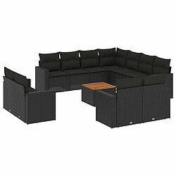 Maison Chic Salon de jardin 12 pcs avec coussins | Ensemble de Table et chaises | Mobilier d'Extérieur noir résine tressée -GKD49184