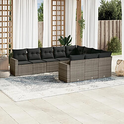 Maison Chic Salon de jardin avec coussins 10 pcs | Ensemble de Table et chaises | Mobilier d'Extérieur gris résine tressée -GKD74101