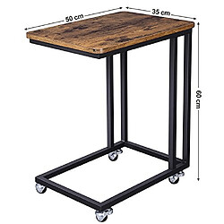 VASAGLE Table d’appoint, Table Basse, Petite desserte Mobile, Table anguleuse pour Tasses de café, Tablette, Montage Facile, Cadre Métallique, avec roulettes, Vintage LNT50X pas cher