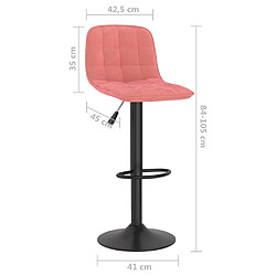 vidaXL Tabourets de bar lot de 2 rose velours pas cher