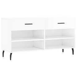 Maison Chic Banc à chaussures | Meuble de rangement à chaussures Meuble d'Entrée blanc brillant 102x35x55 cm bois d'ingénierie -MN32740