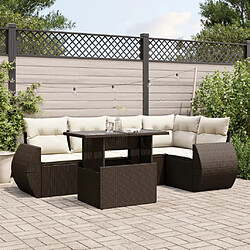 vidaXL Salon de jardin avec coussins 6 pcs marron résine tressée