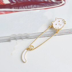 Avis Femmes En Alliage D'or Métal Kilt Pin Animal Chat Broche Grande Goupille De Sécurité Blanc