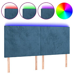 vidaXL Tête de lit à LED Bleu foncé 180x5x118/128 cm Velours