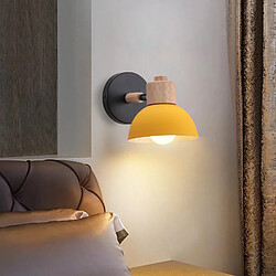 Stoex 15CM Applique Murale Rétro Moderne Applique Murale en Bois Et Métal, Angle Réglable, Lampe Murale Simple Pour Salon, Chambre À Coucher (Jaune) E27