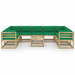 Avis Maison Chic Salon de jardin 10 pcs + coussins - Mobilier/Meubles de jardin - Table et chaises d'extérieur bois de pin imprégné -MN78695