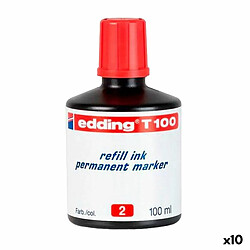 Recharge d'encre Edding T100 Permanent 100 ml Rouge (10 Unités)