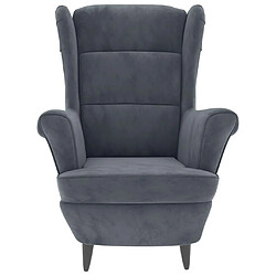 Acheter Maison Chic Fauteuil relax,Chair à oreilles avec tabouret gris foncé velours -MN12411