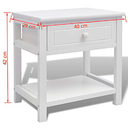 Helloshop26 Table de nuit chevet commode armoire meuble chambre bois blanc 1402093 pas cher