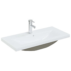 vidaXL Lavabo encastré avec robinet 81x39x18 cm céramique blanc