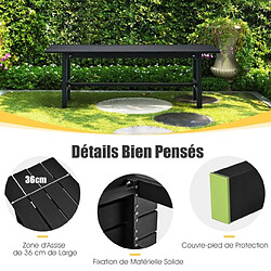 Helloshop26 Banc de jardin hdpe pour 2 personnes charge 300 kg banquette extérieur avec cadre en métal et couvre-pied de protection noir 20_0005574