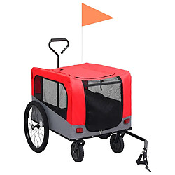 vidaXL Remorque de vélo pour chiens et poussette 2-en-1 rouge et gris